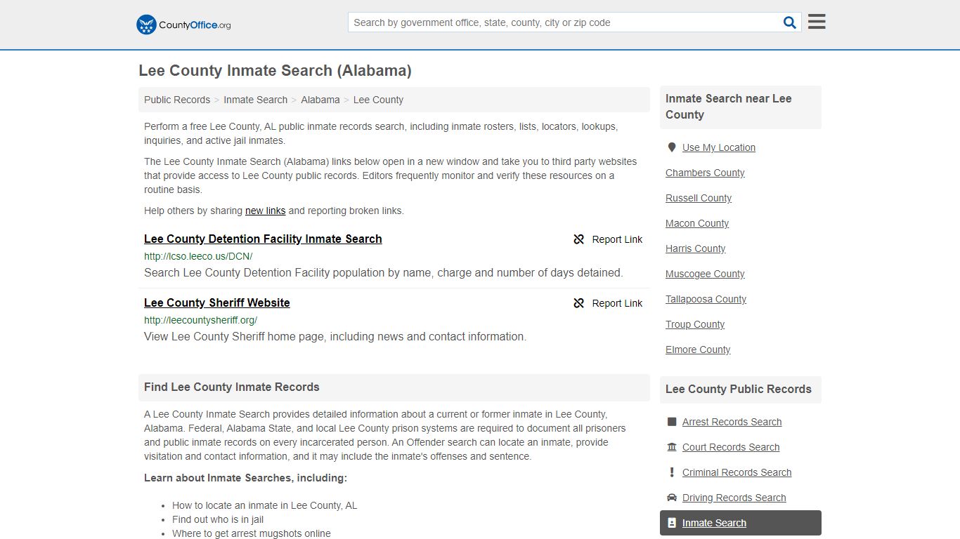 Inmate Search - Lee County, AL (Inmate Rosters & Locators)