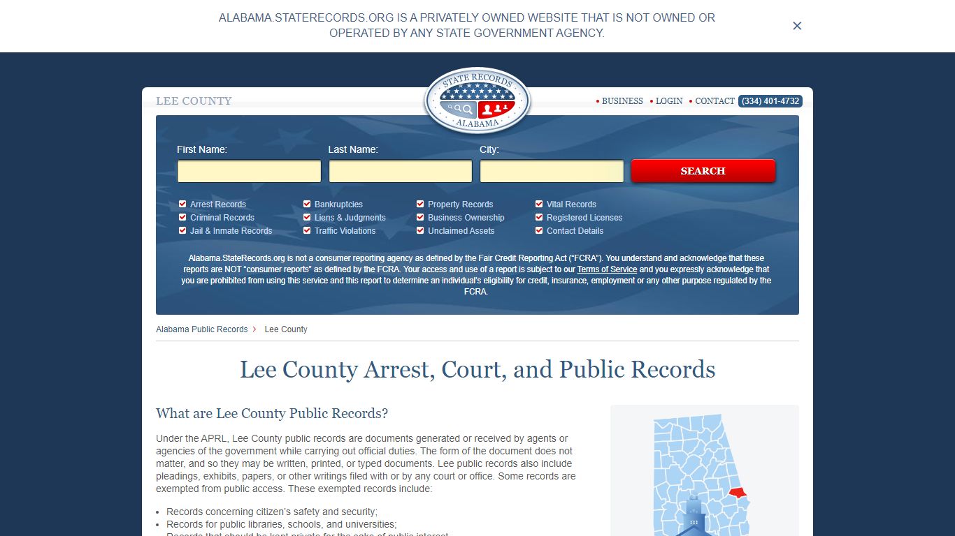 Lee County Arrest, Court, and Public Records